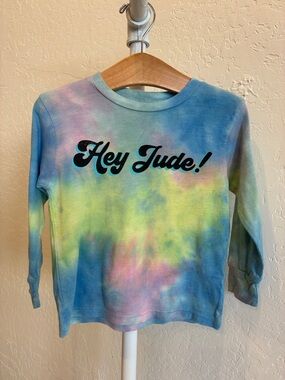 Rowdy Sprout Tie-Dye Long Sleeve Top - Blue, Yellow & Pink